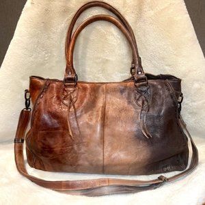 Handcrafted Brown Ombre Leather Hobo Bag